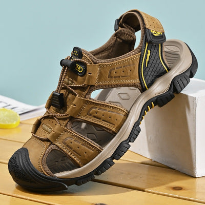 Sandalias outdoor hombre cuero transpirable marrón - Dakar