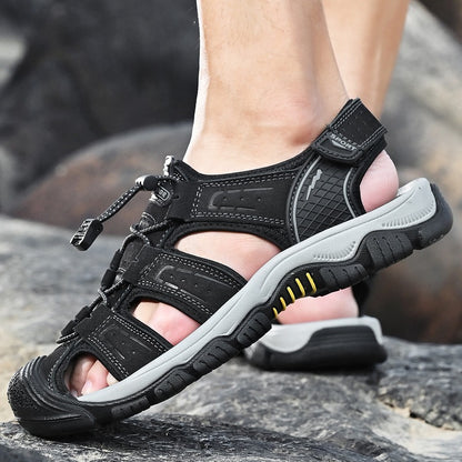 Sandalias outdoor hombre cuero transpirable marrón - Dakar