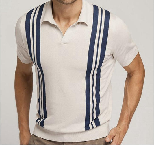 Camisa polo hombre tejido fino rayas verticales - Mateo