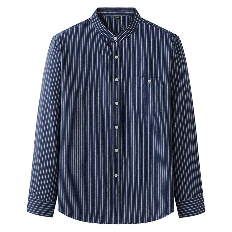 Camisa para hombre de rayas verticales cuello mao estilo casual - Iker