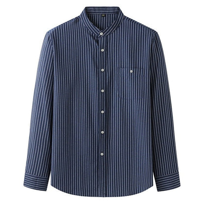 Camisa para hombre de rayas verticales cuello mao estilo casual - Iker