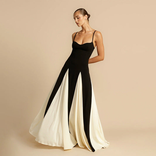 Blanca - Vestido de tirantes de mujer en contraste de colores