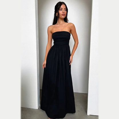 Jayla - Vestido largo con hombros descubiertos y estampado francés