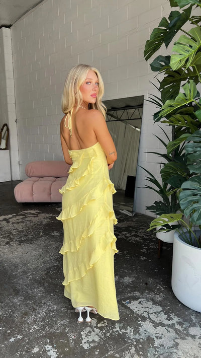 Ayla - Vestido largo halter de corte elegante