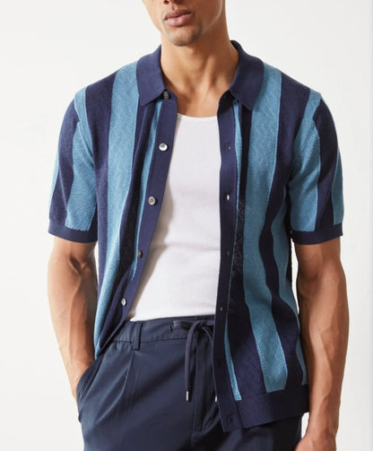 Camisa polo para hombre de punto calado transpirable estilo retro - Adrián