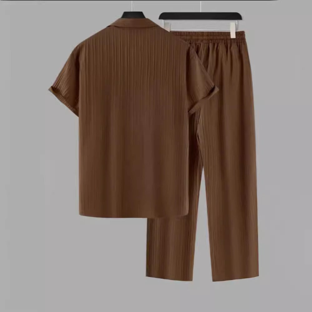 Conjunto para hombre de tela plisada estilo casual relajado - Damián