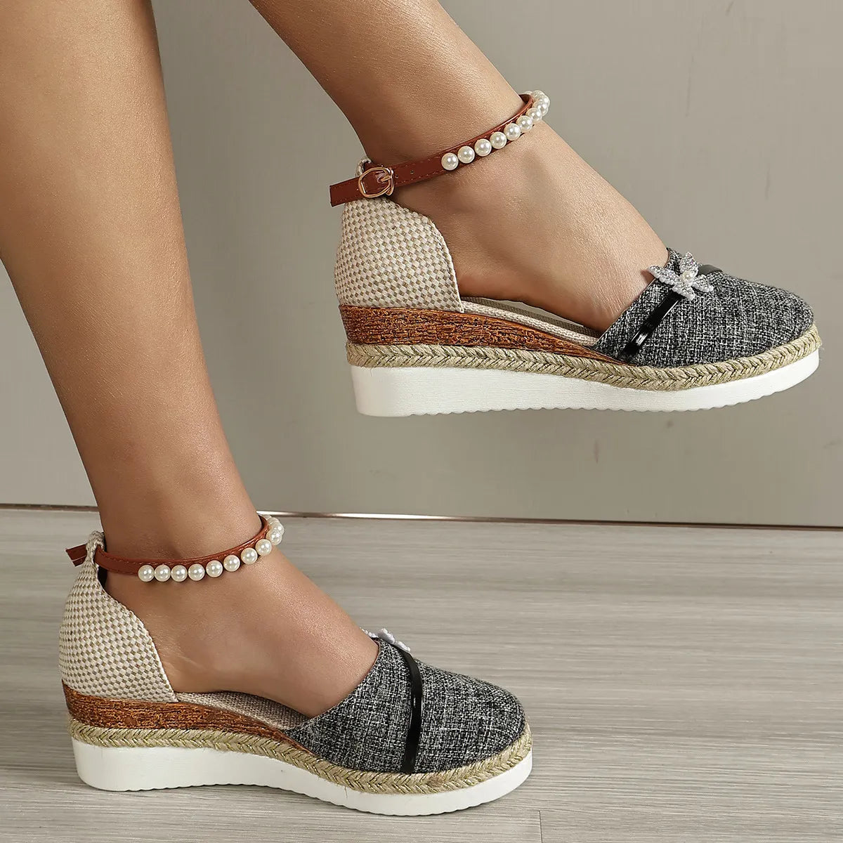 Jane - Sandalias de cuña para mujer con lazo