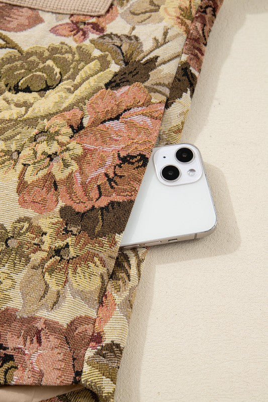 Chaqueta floral combinada de punto para mujer - Olyane