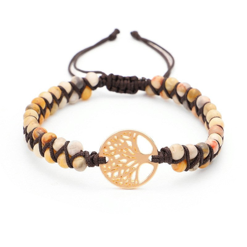 Pulsera de yoga tejida con dije árbol de vida