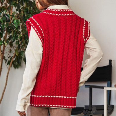 Lea - Chaleco de punto multicapa con tejido de malla y ribete en contraste