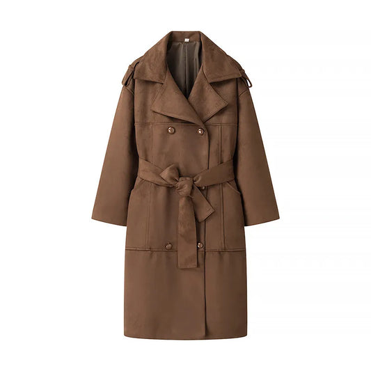 Gabardina cruzada con solapas de terciopelo - Alana