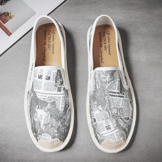 Zapatos planos hombre sin cordones diseño periódico - Arlen