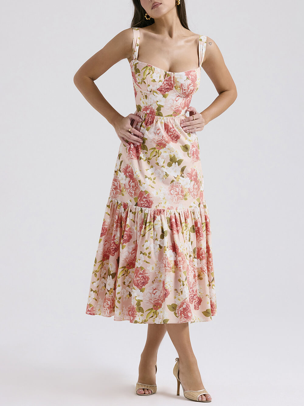 Fryda - Suave vestido floral halter midi
