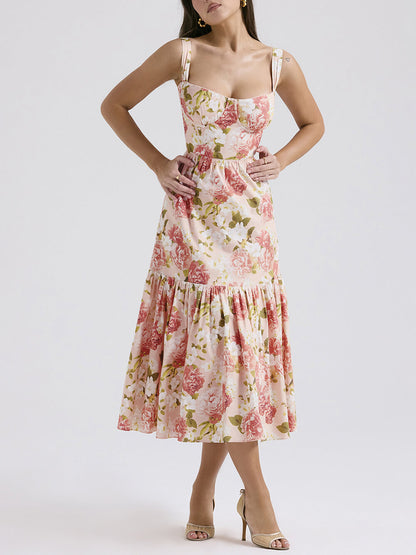 Fryda - Suave vestido floral halter midi
