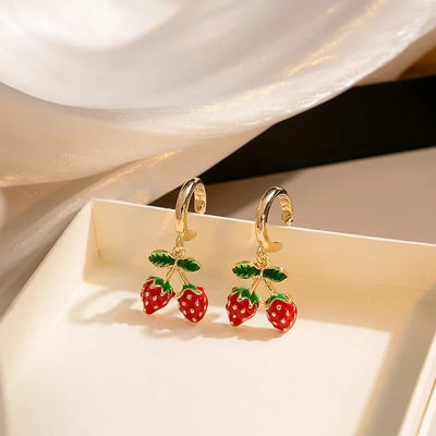 Pendientes Mujer Fruta Colgante Esmaltada Dorados - Amelie
