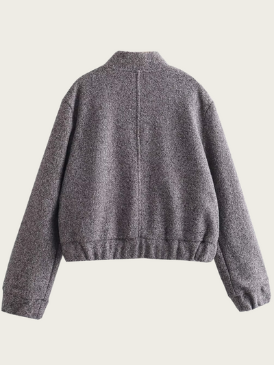 Chaqueta corta de lana gris para mujer - Mauwi