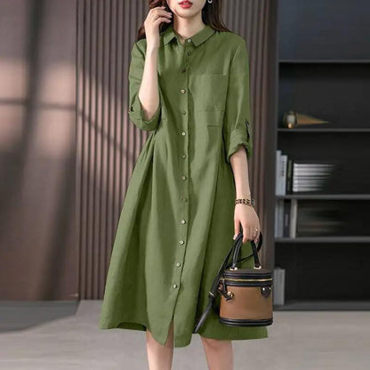 Juliette - Vestido camisero con tapeta de botones y bolsillo en el pecho