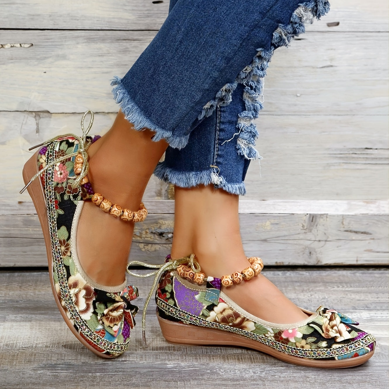 Pia - Zapatos planos de mujer con estampado floral