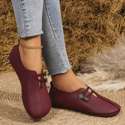 Zapatos planos para mujer ante suave con diseño artesanal - Teresa