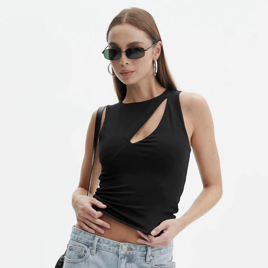 Lorea - Top de punto sin mangas de verano para mujer