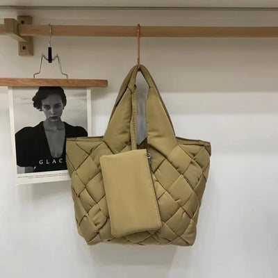 Bolso shopper acolchado de lona para mujer - Sara