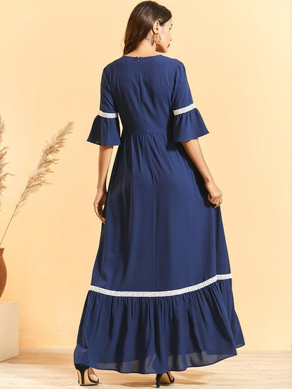 Vestido largo para mujer con bordado floral estilo bohemio - Adriana