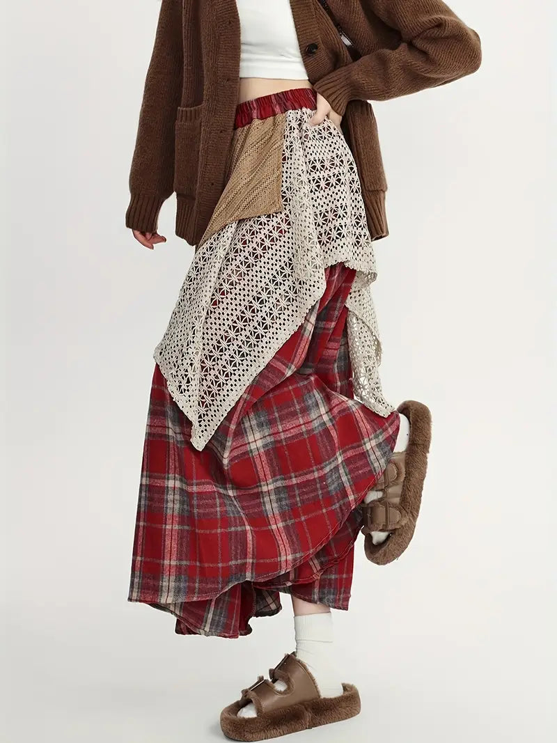 Falda larga trapecio asimétrica, elegante y moderna, perfecta para un look moderno y femenino