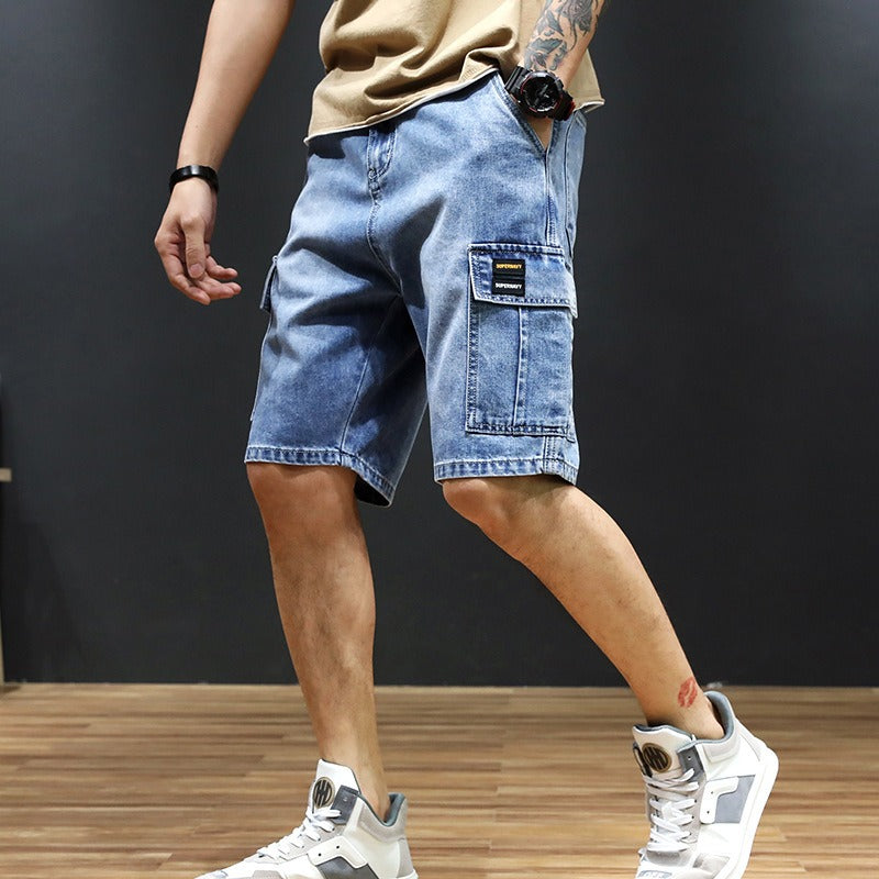Pantalones cortos para hombre denim con bolsillos estilo recto - Tomás