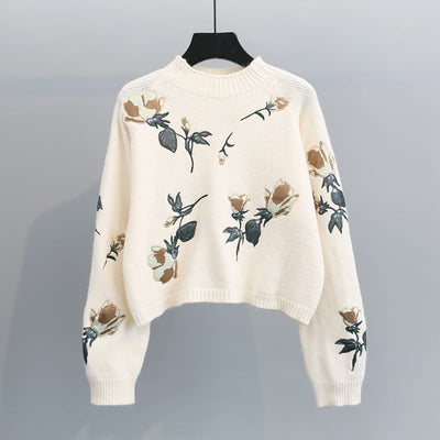 Jersey de punto para mujer con bordado floral - Adrienne