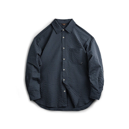 Camisa manga larga hombre algodón con coderas estilo retro - Simón