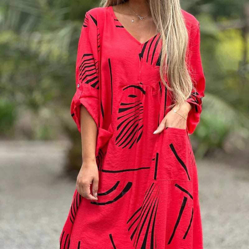 Vestido holgado para mujer estampado geométrico estilo casual - Helena