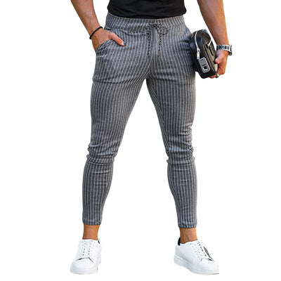 Pantalón casual hombre rayas verticales slim fit negro - Érick