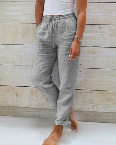 Pantalones de ocio para mujer - Cordón - Cropped