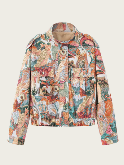 Chaqueta estampada de mujer con bolsillos frontales - Zenaida