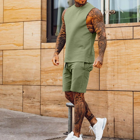 Conjunto deportivo hombre sin mangas color verde oliva - Axel