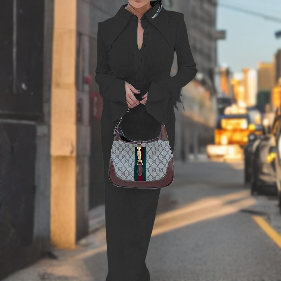 Adribel - Premium Elegante vestido largo de plumas