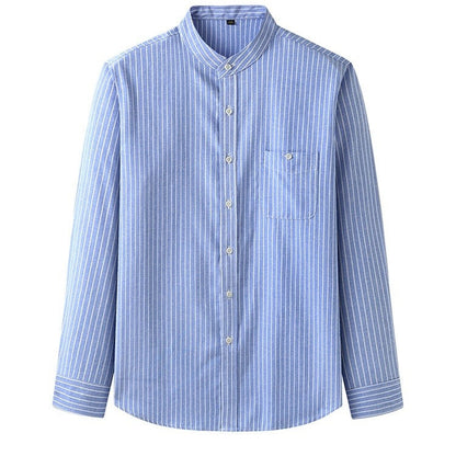 Camisa para hombre de rayas verticales cuello mao estilo casual - Iker