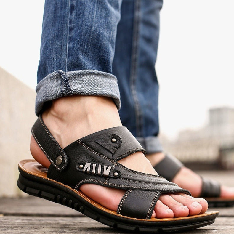 Sandalias para hombre de cuero genuino con diseño ergonómico transpirable - Martín