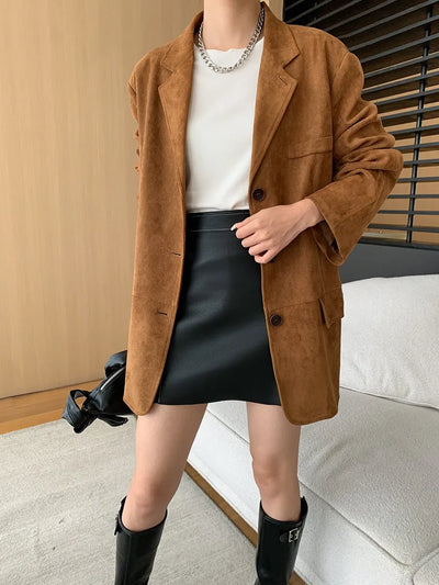 Chaqueta de traje holgada de estilo vintage y premium - Yena