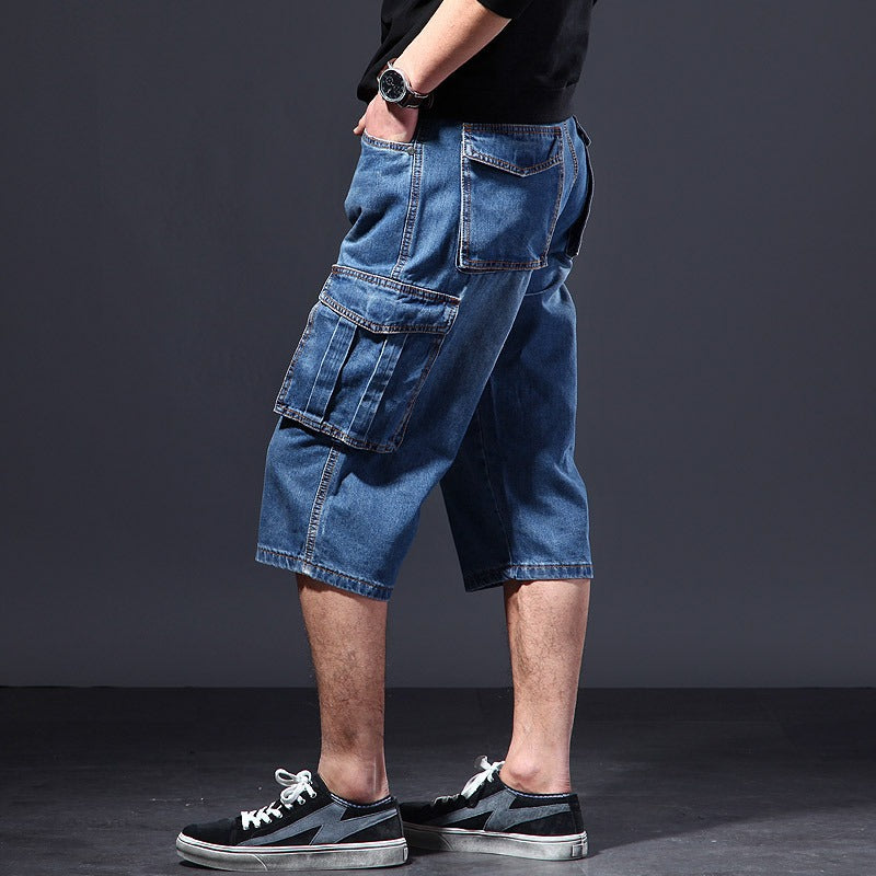 Pantalones cortos para hombre denim multibolsillo estilo cargo - Damián