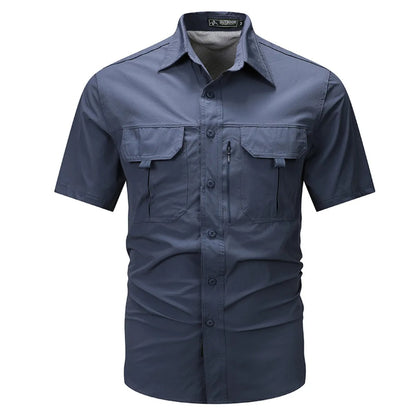 Camisa manga corta hombre poliéster técnico estilo utilitario - Mateo