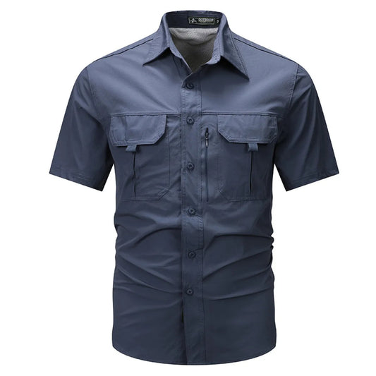 Camisa manga corta hombre poliéster técnico estilo utilitario - Mateo