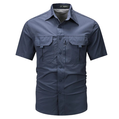 Camisa manga corta hombre poliéster técnico estilo utilitario - Mateo