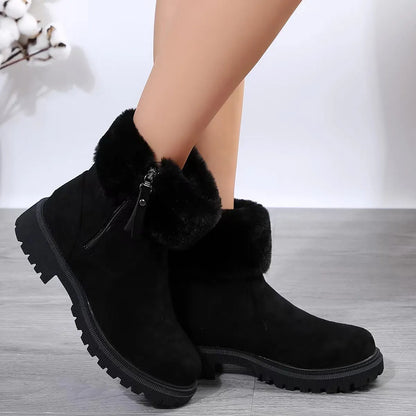 Anne - Botas de invierno de felpa con cremallera para mujer