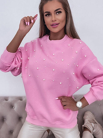 Karen - Moderna blusa de manga larga con perlas