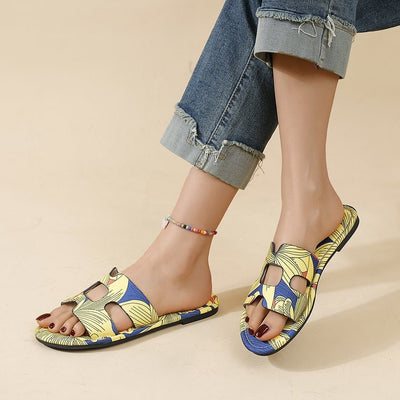 Sandalias planas mujer diseño tropical multicolor - Kaia