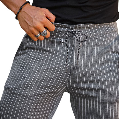 Pantalón casual hombre rayas verticales slim fit negro - Érick