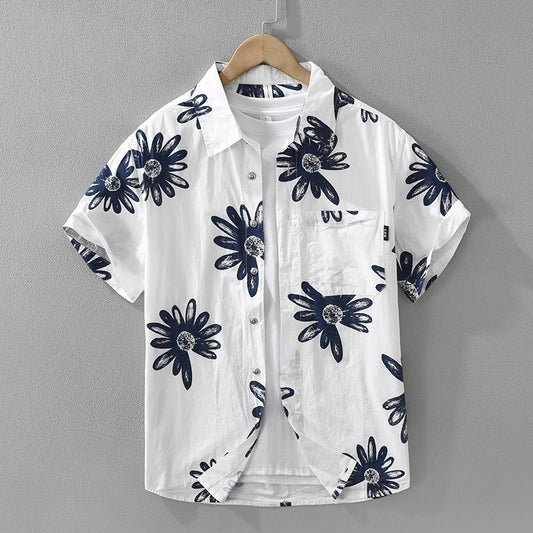 Camisa casual hombre algodón estampado floral manga corta - Rodrigo