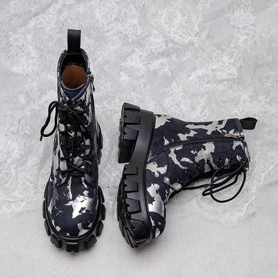 Botas tipo militar para mujer efecto artístico - Ysia