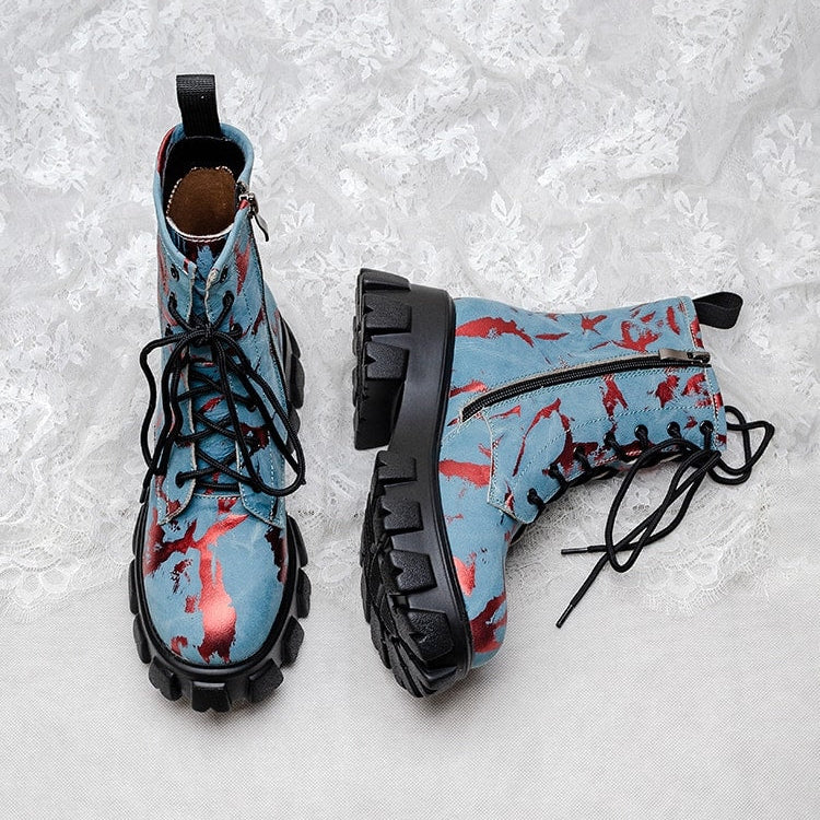 Botas tipo militar para mujer efecto artístico - Ysia